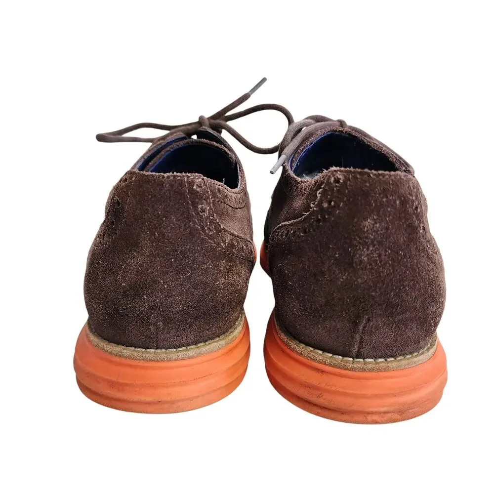 Cole Haan Mens Lunargrand Wingtip Suede‎ Oxford Shoes Size 10.5 Brown Orange